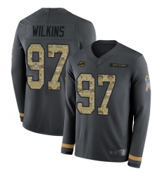 Dolphins 97 Christian Wilkins Anthracite Salute to Service Men Stitched Football Limited Therma Long Sleeve Jersey