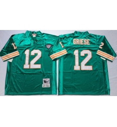 Men Miami Dolphins 12 Bob Griese Aqua M&N Throwback Jersey