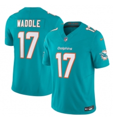 Men Miami Dolphins 17 Jaylen Waddle Aqua 2023 F U S E Vapor Limited Stitched Football Jersey