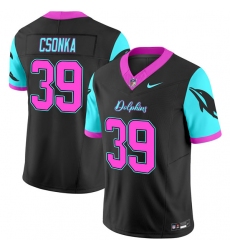 Men Miami Dolphins 39 Larry Csonka Black F U S E  Miami Vice Vapor Limited Stitched Football Jersey