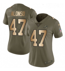 Womens Nike Miami Dolphins 47 Kiko Alonso Limited OliveGold 2017 Salute to Service NFL Jersey