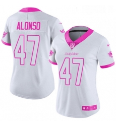 Womens Nike Miami Dolphins 47 Kiko Alonso Limited WhitePink Rush Fashion NFL Jersey