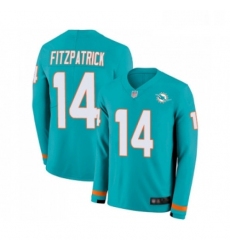 Youth Miami Dolphins 14 Ryan Fitzpatrick Limited Aqua Therma Long Sleeve Football Jersey