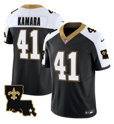 Men New Orleans Saints 41 Alvin Kamara Black White 2023 F U S E  1987 Legacy Vapor Stitched Jersey