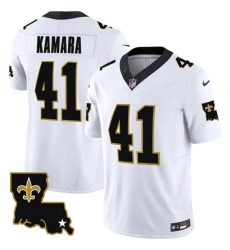 Men New Orleans Saints 41 Alvin Kamara White 2023 F U S E  1987 Legacy Vapor Stitched Jersey