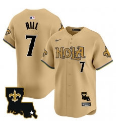 Men New Orleans Saints 7 Taysom Hill Gold Cool Base Stitched Baseball Jersey