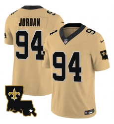 Men New Orleans Saints 94 Cameron Jordan Gold 2023 F U S E  1987 Legacy Vapor Stitched Jersey