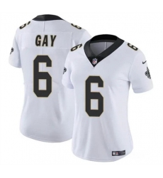 Women New Orleans Saints 6 Willie Gay White Vapor Stitched Game Jersey