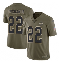 Youth Nike Saints #22 Mark Ingram II Olive Stitched NFL Limited 2017 Salute to Service Jersey