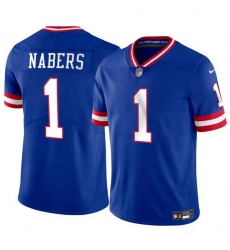 Men New York Giants 1 Malik Nabers Blue 2024 Draft Throwback Vapor Untouchable Limited Stitched Jersey