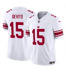 Men New York Giants 15 Tommy DeVito White 2023 F U S E  Vapor Untouchable Limited Stitched Jersey