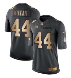 Nike Giants #44 Doug Kotar Black Mens Stitched NFL Limited Gold Salute To Service Jersey