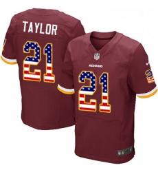 Mens Nike Washington Redskins 21 Sean Taylor Elite Burgundy Red Home USA Flag Fashion NFL Jersey