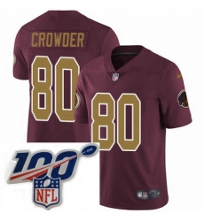 Mens Nike Washington Redskins 80 Jamison Crowder Burgundy RedGold Number Alternate 80TH Anniversary Vapor Untouchable Limited Stitched 100th anniversary Ne