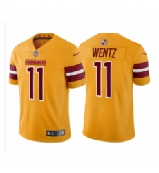 Men's Washington Commanders #11 Carson Wentz Gold Burgundy Stitched Jersey Trade