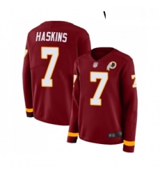 Womens Washington Redskins 7 Dwayne Haskins Limited Burgundy Therma Long Sleeve Football Jersey