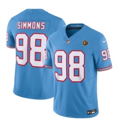 Men Tennessee Titans 98 Jeffery Simmons Blue 2023 F U S E  Throwback With John Madden Patch Vapor Limited Stitched Football Jersey