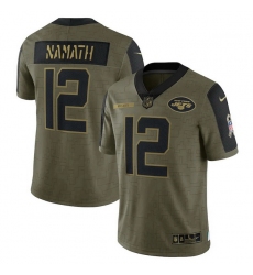 Men's New York Jets Joe Namath Nike Olive 2021 Salute To Service Retired Player Limited Jersey