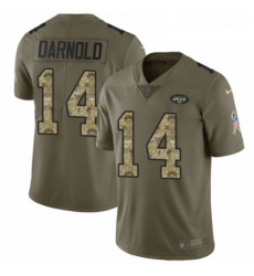 Mens Nike New York Jets 14 Sam Darnold Limited OliveCamo 2017 Salute to Service NFL Jersey