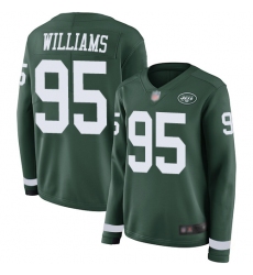 Jets 95 Quinnen Williams Green Team Color Women Stitched Football Limited Therma Long Sleeve Jersey