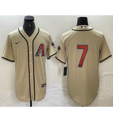 Men Arizona Diamondbacks 7 Corbin Carroll Cream 2024 Stitched Cool Base Nike Jersey