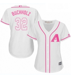 Womens Majestic Arizona Diamondbacks 32 Clay Buchholz Replica White Fashion MLB Jersey 