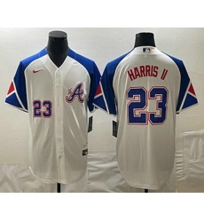 Mens Atlanta Braves #23 Michael Harris II Number White 2023 City Connect Cool Base Stitched Jersey