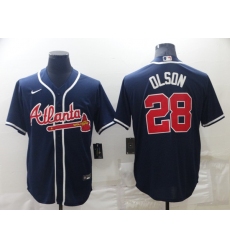 Men's Atlanta Braves #28 Matt Olson Navy Blue Stitched MLB Cool Base Nike Jersey