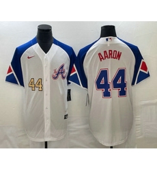 Men's Atlanta Braves #44 Hank Aaron Number White 2023 City Connect Cool Base Stitched Jerseys