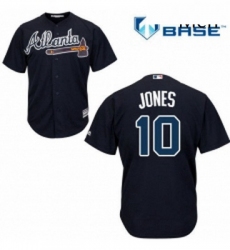 Mens Majestic Atlanta Braves 10 Chipper Jones Replica Blue Alternate Road Cool Base MLB Jersey