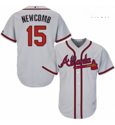 Mens Majestic Atlanta Braves 15 Sean Newcomb Replica Grey Road Cool Base MLB Jersey 