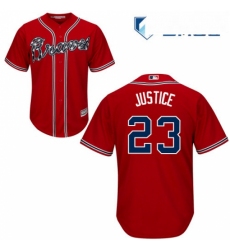 Mens Majestic Atlanta Braves 23 David Justice Replica Red Alternate Cool Base MLB Jersey