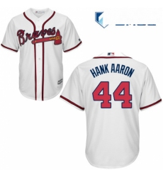 Mens Majestic Atlanta Braves 44 Hank Aaron Replica White Home Cool Base MLB Jersey