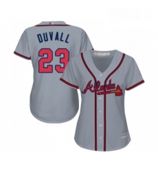 Womens Atlanta Braves 23 Adam Duvall Replica Grey Road Cool Base Baseball Jersey 