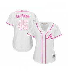 Womens Atlanta Braves 45 Kevin Gausman Replica White Fashion Cool Base Baseball Jersey 