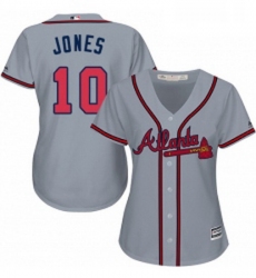 Womens Majestic Atlanta Braves 10 Chipper Jones Authentic Grey Road Cool Base MLB Jersey