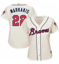 Womens Majestic Atlanta Braves 22 Nick Markakis Replica Cream Alternate 2 Cool Base MLB Jersey