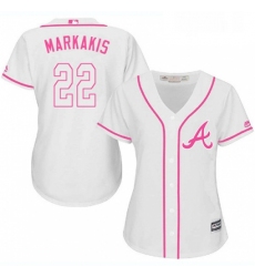 Womens Majestic Atlanta Braves 22 Nick Markakis Replica White Fashion Cool Base MLB Jersey