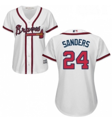 Womens Majestic Atlanta Braves 24 Deion Sanders Replica White Home Cool Base MLB Jersey