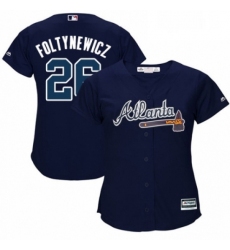 Womens Majestic Atlanta Braves 26 Mike Foltynewicz Replica Blue Alternate Road Cool Base MLB Jersey 