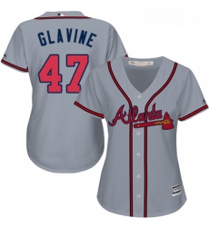 Womens Majestic Atlanta Braves 47 Tom Glavine Replica Grey Road Cool Base MLB Jersey