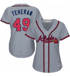 Womens Majestic Atlanta Braves 49 Julio Teheran Authentic Grey Road Cool Base MLB Jersey