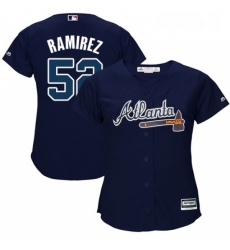 Womens Majestic Atlanta Braves 52 Jose Ramirez Replica Blue Alternate Road Cool Base MLB Jersey 