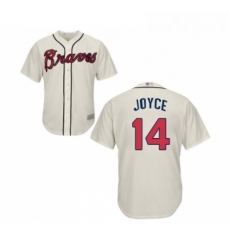 Youth Atlanta Braves 14 Matt Joyce Replica Cream Alternate 2 Cool Base Baseball Jersey 