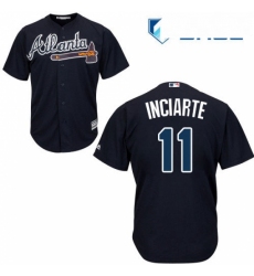 Youth Majestic Atlanta Braves 11 Ender Inciarte Replica Blue Alternate Road Cool Base MLB Jersey 