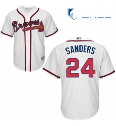 Youth Majestic Atlanta Braves 24 Deion Sanders Replica White Home Cool Base MLB Jersey