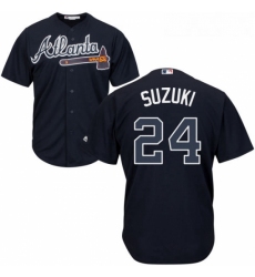 Youth Majestic Atlanta Braves 24 Kurt Suzuki Authentic Blue Alternate Road Cool Base MLB Jersey