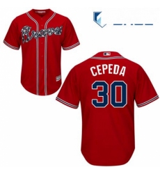 Youth Majestic Atlanta Braves 30 Orlando Cepeda Replica Red Alternate Cool Base MLB Jersey