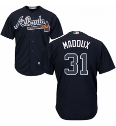 Youth Majestic Atlanta Braves 31 Greg Maddux Authentic Blue Alternate Road Cool Base MLB Jersey