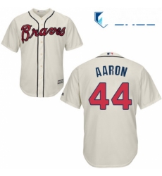 Youth Majestic Atlanta Braves 44 Hank Aaron Authentic Cream Alternate 2 Cool Base MLB Jersey